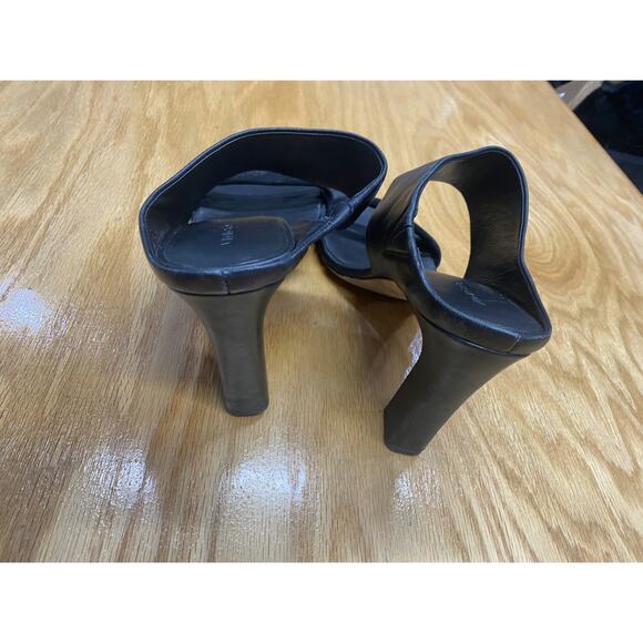 Vince Vero Cuoio Quinn Women 11M Black Leather Slip-On Open Toe Block Heel Mules - Picture 3 of 10